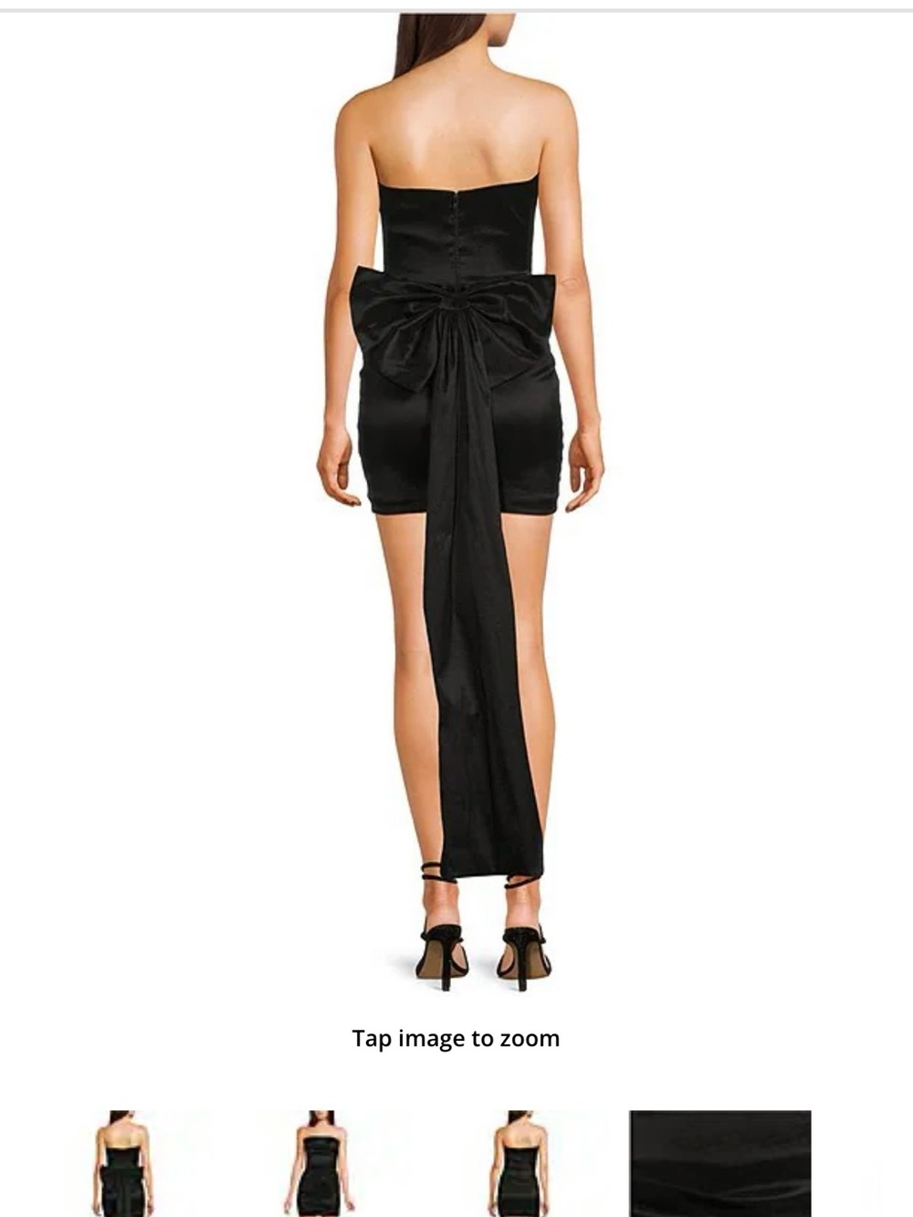 Strapless Black Mini Dress with Dramatic Back Bow Allison and Kelly